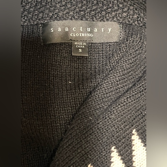 Sanctuary Women Aztec Print Black/Cream Open Sweater Cardigan Sz. Small - Picture 8 of 9